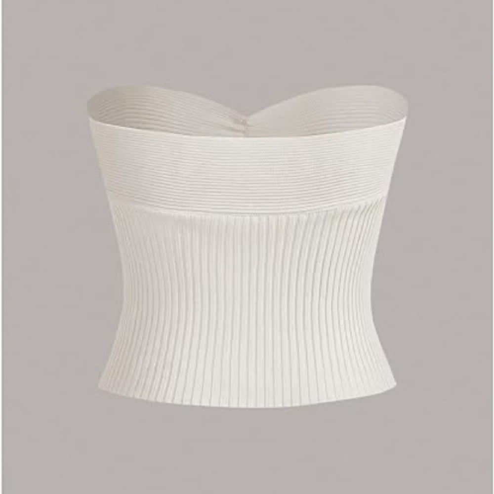 Cream Ribbed Crop Top - Picture 2 of 6